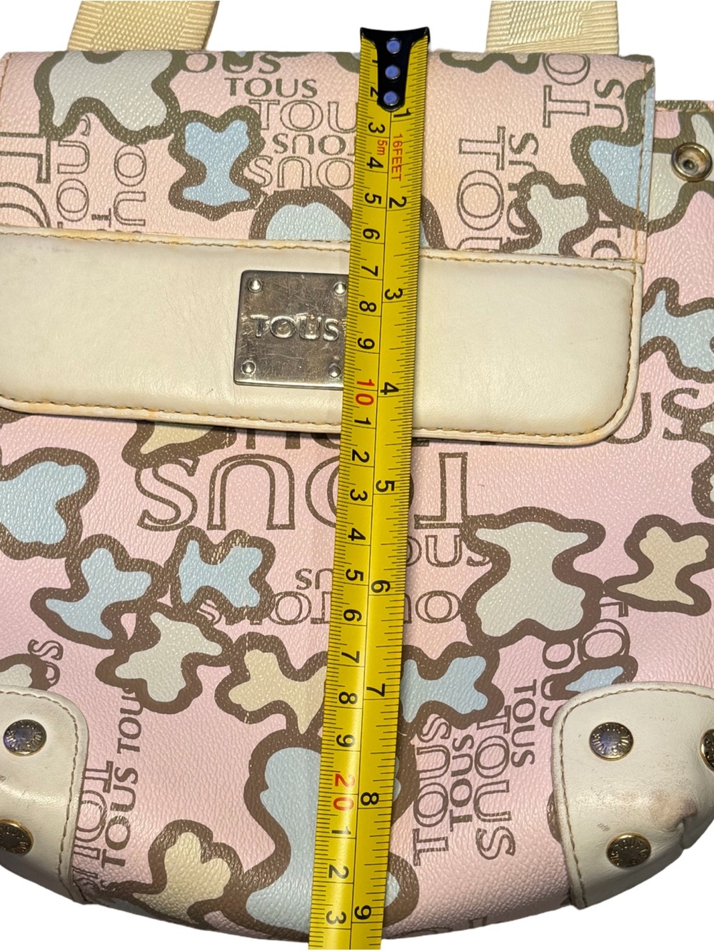 Tous Pink Patterned Crossbody Bag with Beige Strap - Picture 7 of 12